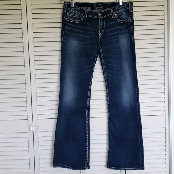 Silver Tuesday Low Rise Jeans, Blue, W34/L33